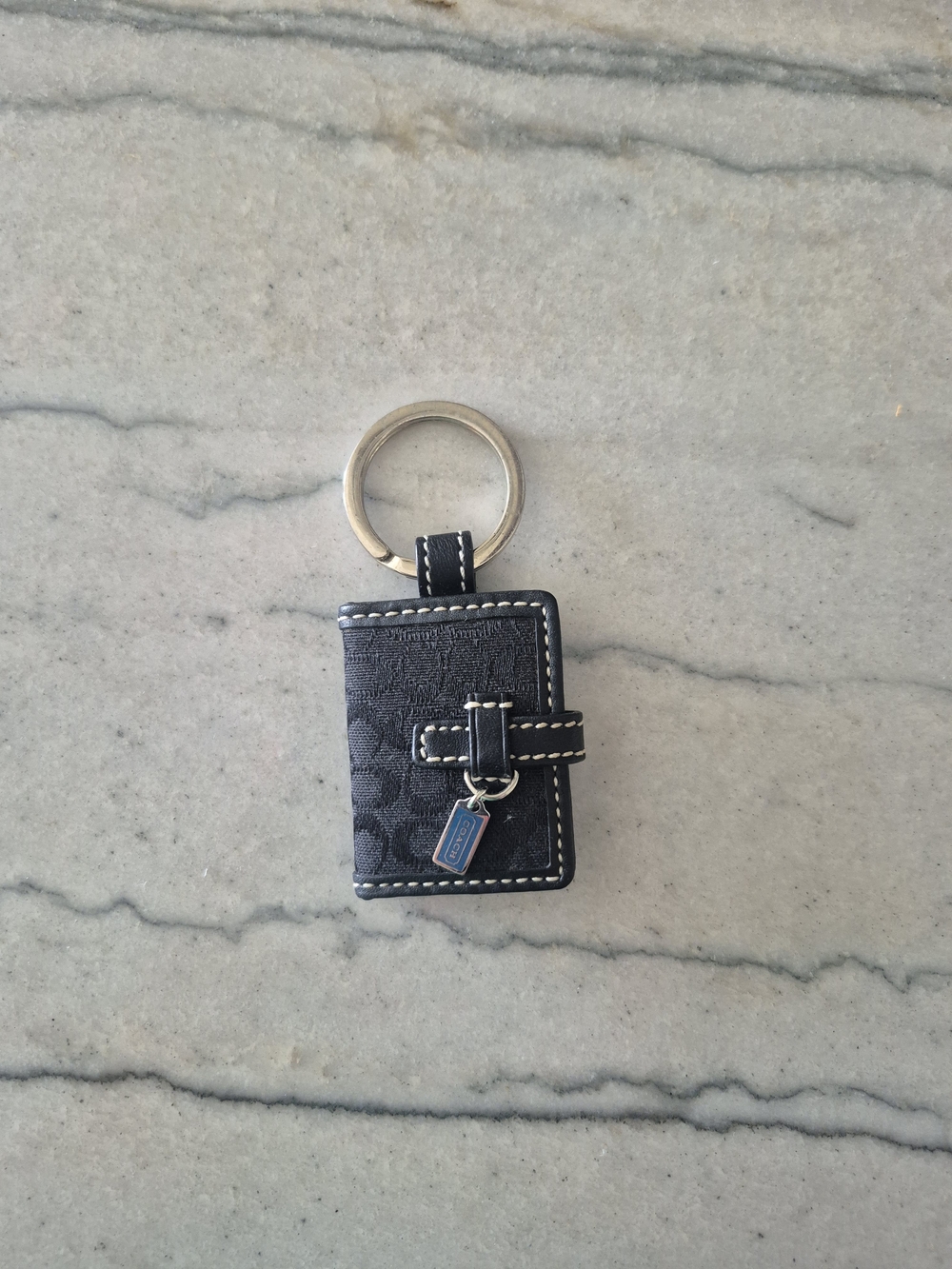 Coach Black Keyring with Stitch Detailing